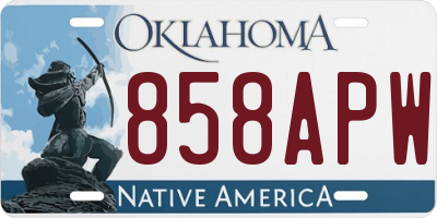 OK license plate 858APW
