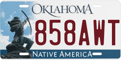 OK license plate 858AWT