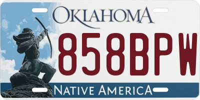 OK license plate 858BPW