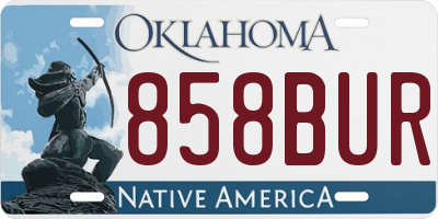 OK license plate 858BUR