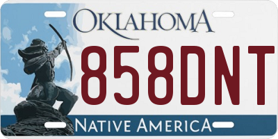 OK license plate 858DNT