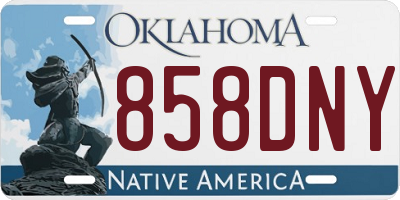 OK license plate 858DNY