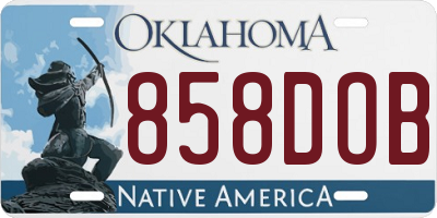 OK license plate 858DOB