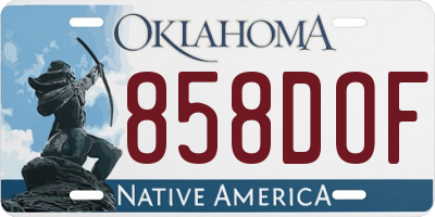 OK license plate 858DOF