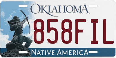 OK license plate 858FIL
