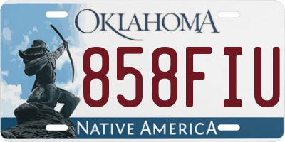 OK license plate 858FIU