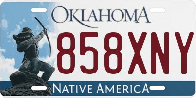 OK license plate 858XNY