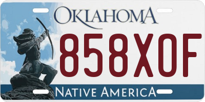OK license plate 858XOF