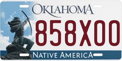 OK license plate 858XOO