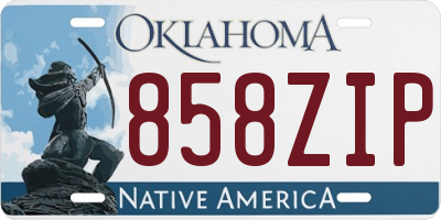 OK license plate 858ZIP