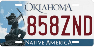 OK license plate 858ZND