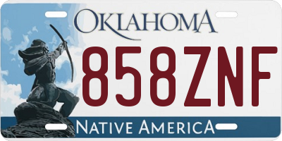 OK license plate 858ZNF