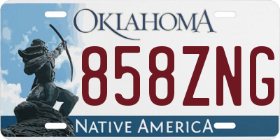 OK license plate 858ZNG