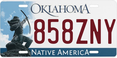 OK license plate 858ZNY