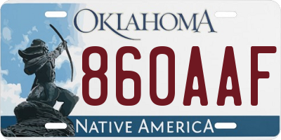 OK license plate 860AAF