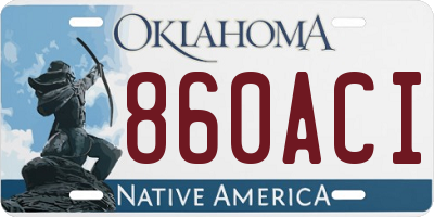 OK license plate 860ACI