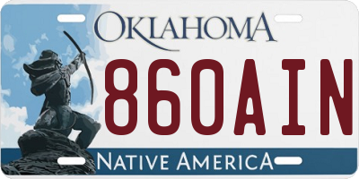 OK license plate 860AIN