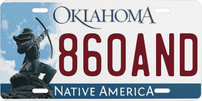 OK license plate 860AND