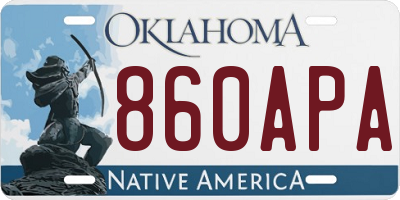 OK license plate 860APA