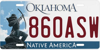 OK license plate 860ASW