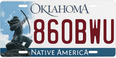 OK license plate 860BWU