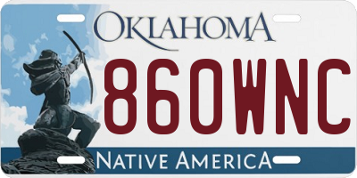 OK license plate 860WNC