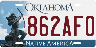 OK license plate 862AFO