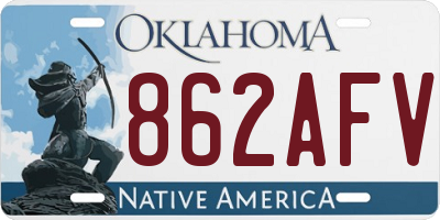 OK license plate 862AFV