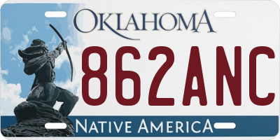 OK license plate 862ANC