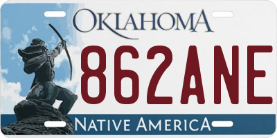 OK license plate 862ANE