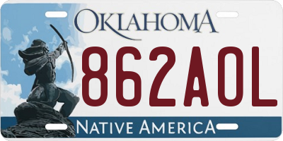 OK license plate 862AOL