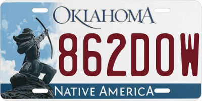 OK license plate 862DOW