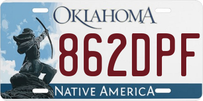OK license plate 862DPF