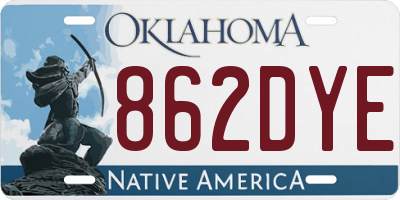 OK license plate 862DYE