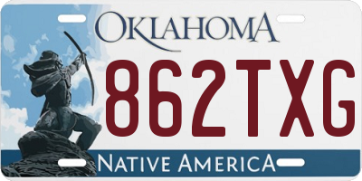 OK license plate 862TXG