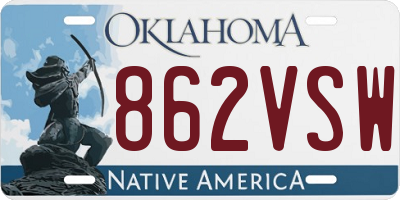 OK license plate 862VSW