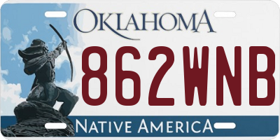 OK license plate 862WNB
