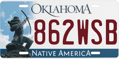 OK license plate 862WSB