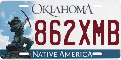 OK license plate 862XMB