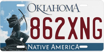 OK license plate 862XNG