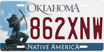 OK license plate 862XNW