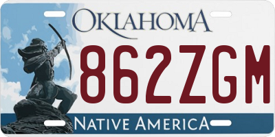 OK license plate 862ZGM