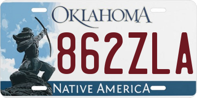 OK license plate 862ZLA