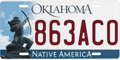 OK license plate 863ACO
