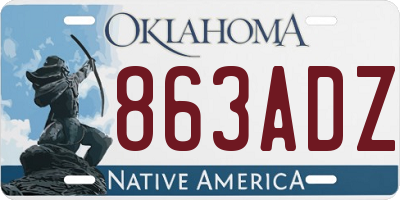 OK license plate 863ADZ