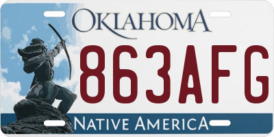 OK license plate 863AFG