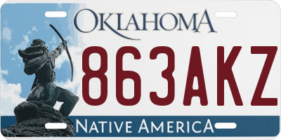 OK license plate 863AKZ