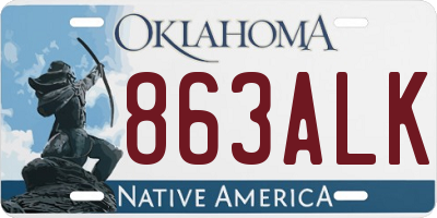 OK license plate 863ALK