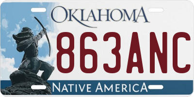 OK license plate 863ANC