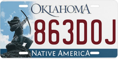 OK license plate 863DOJ
